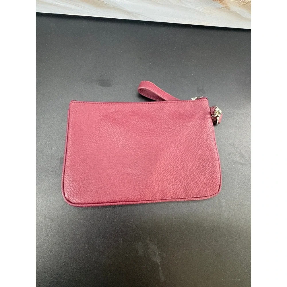 Jewell by Thirty-One Burgundy Faux Leather Floral Embroidered Wristlet Clutch